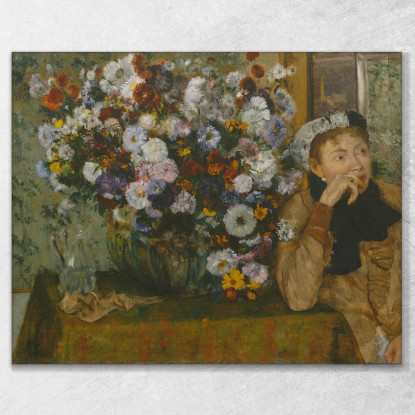 Una Donna Seduta Accanto A Un Vaso Di Fiori Madame Paul Valpinçon Edgar Degas edg94 quadro stampato su tela