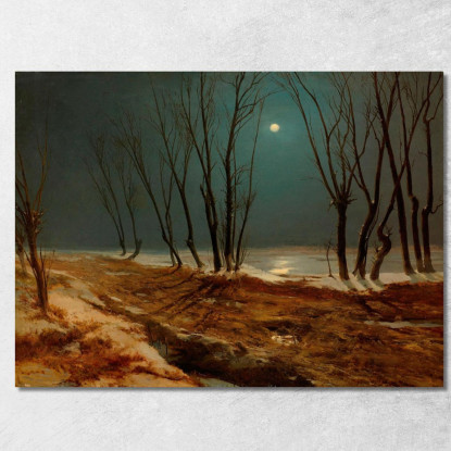 Paesaggio Invernale Al Chiaro Di Luna Carl Blechen cbc10 quadro stampato su tela