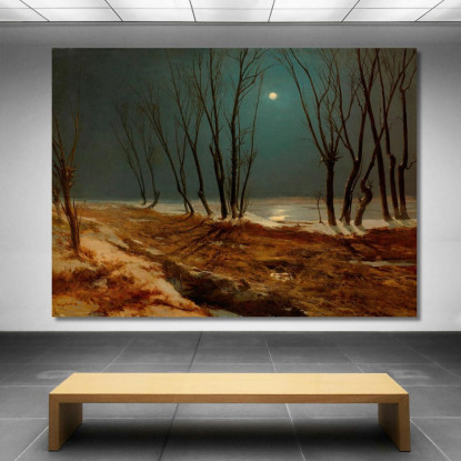 Paesaggio Invernale Al Chiaro Di Luna Carl Blechen cbc10 quadro stampato su tela