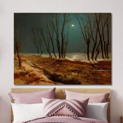 Paesaggio Invernale Al Chiaro Di Luna Carl Blechen cbc10 quadro stampato su tela