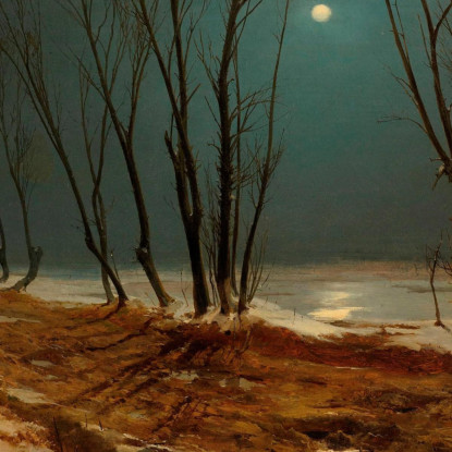Paesaggio Invernale Al Chiaro Di Luna Carl Blechen cbc10 quadro stampato su tela
