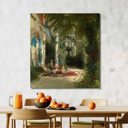 L'Interno Della Serra Delle Palme Sulla Pfaueninsel Vicino A Potsdam Carl Blechen cbc16 quadro stampato su tela