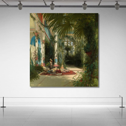 L'Interno Della Serra Delle Palme Sulla Pfaueninsel Vicino A Potsdam Carl Blechen cbc16 quadro stampato su tela