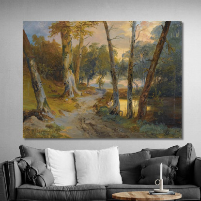 Foresta Con Piccolo Stagno Interno Della Foresta Con Stagno Carl Blechen cbc22 quadro stampato su tela