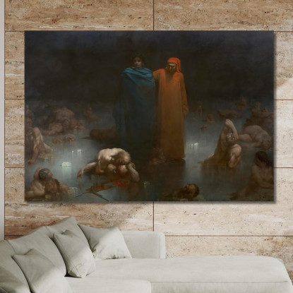 Dante E Virgilio Nel Nono Cerchio Dell'Inferno Doré Gustave gdr17 quadro stampato su tela