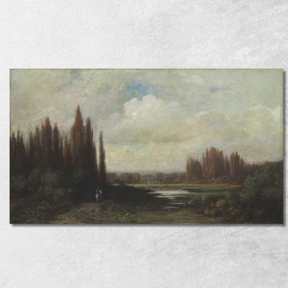 Paesaggio Con Cavaliere Presso Uno Stagno Doré Gustave gdr47 quadro stampato su tela