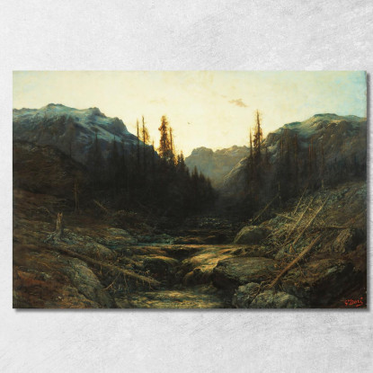 Ruscello In Montagna Al Tramonto Doré Gustave gdr65 quadro stampato su tela