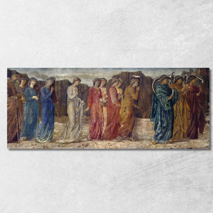 Amore E Psiche - Murales Verdi Del Palazzo - Il Re E Gli Altri Dolenti Abbandonano Psiche Al Mostro Edward Burne Jones ebj5 qua