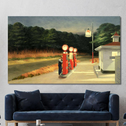 Gas Edward Hopper eho17 quadro stampato su tela