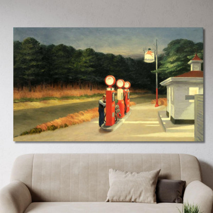 Gas Edward Hopper eho17 quadro stampato su tela