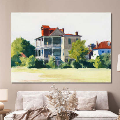 Casa Con Veranda Charleston S.C. Edward Hopper eho71 quadro stampato su tela