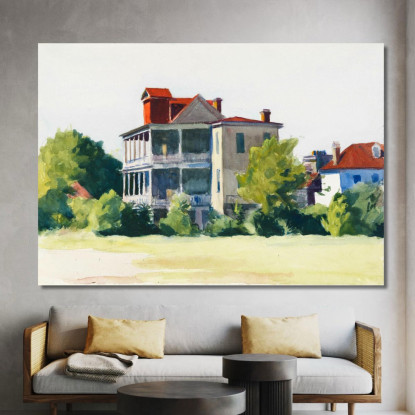 Casa Con Veranda Charleston S.C. Edward Hopper eho71 quadro stampato su tela