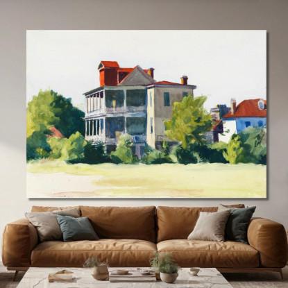 Casa Con Veranda Charleston S.C. Edward Hopper eho71 quadro stampato su tela