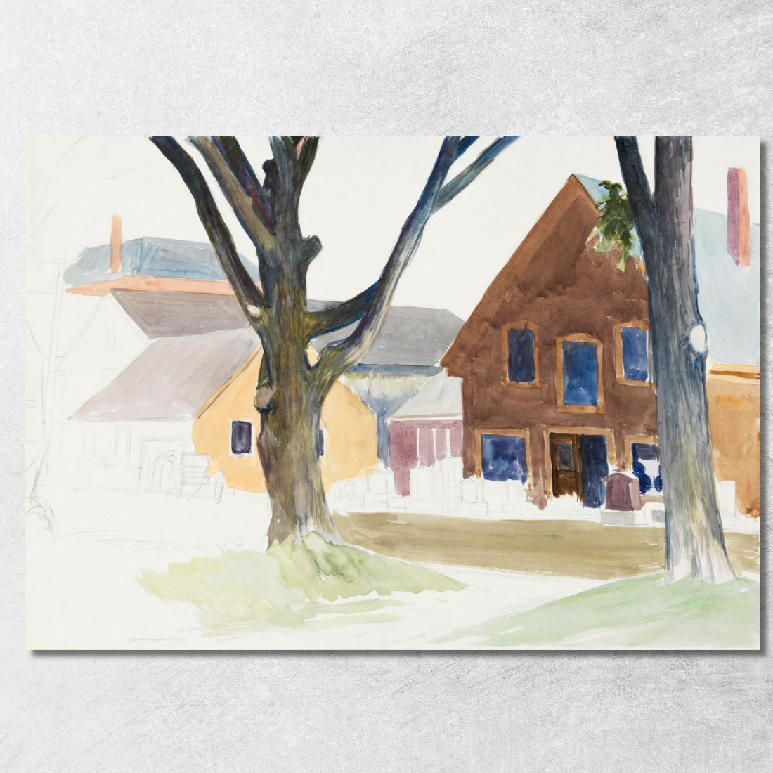 Case Con Lapidi Edward Hopper eho74 quadro stampato su tela