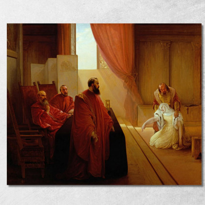 Valenza Gradenigo Before The Inquisition Francesco Hayez fhy21 quadro stampato su tela