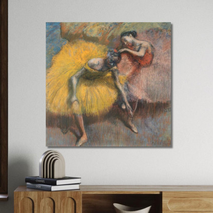 Due Ballerini Gialli E Rosa Edgar Degas edg159 quadro stampato su tela