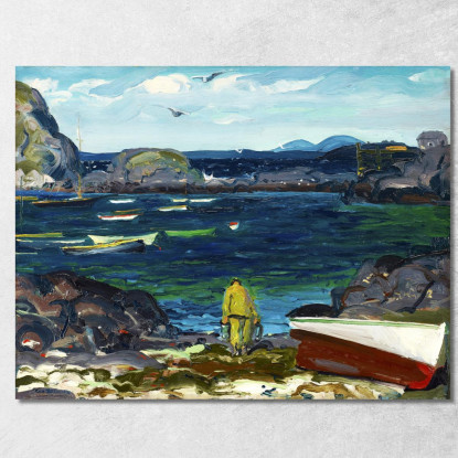 Il Porto Monhegan Costa Maine George Bellows gbl21 quadro stampato su tela