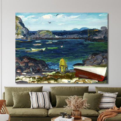 Il Porto Monhegan Costa Maine George Bellows gbl21 quadro stampato su tela