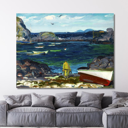 Il Porto Monhegan Costa Maine George Bellows gbl21 quadro stampato su tela