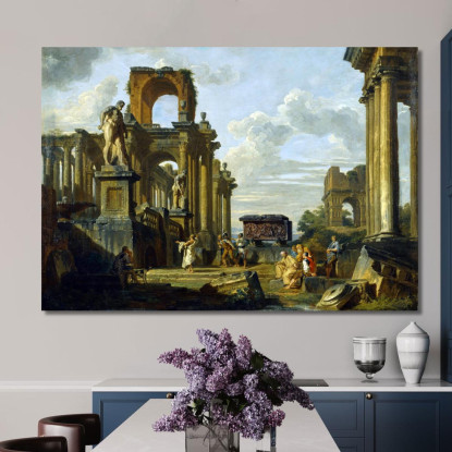 Capriccio Architettonico Del Foro Romano Giovanni Paolo Pannini gpp4 quadro stampato su tela