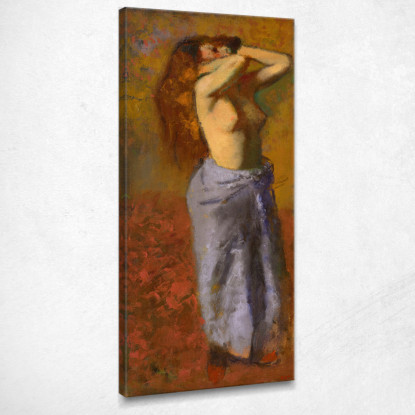 Donna In Accappatoio Blu Con Il Busto Scoperto Edgar Degas edg167 quadro stampato su tela