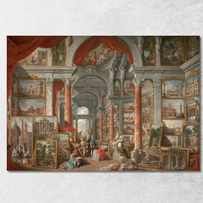 Galleria Di Vedute Di Roma Moderna Giovanni Paolo Pannini gpp9 quadro stampato su tela