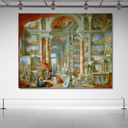 Galleria Di Vedute Di Roma Moderna 2 Giovanni Paolo Pannini gpp10 quadro stampato su tela