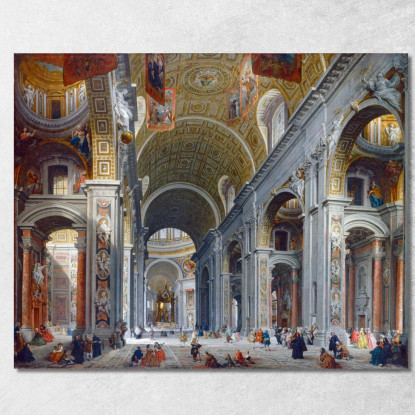 Interno Di San Pietro Roma Giovanni Paolo Pannini gpp12 quadro stampato su tela