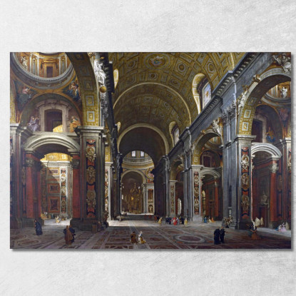 Interno Di San Pietro 2 Roma Giovanni Paolo Pannini gpp13 quadro stampato su tela