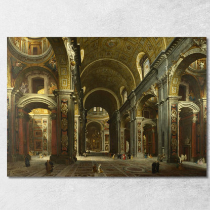 Interno Di San Pietro 3 Roma Giovanni Paolo Pannini gpp14 quadro stampato su tela