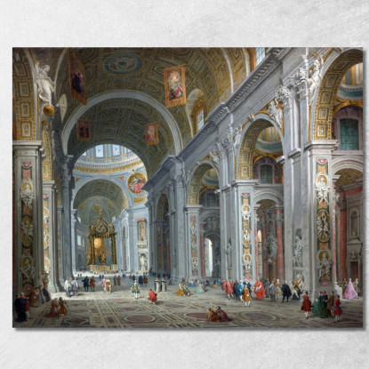 Interno Di San Pietro 4 Roma Giovanni Paolo Pannini gpp15 quadro stampato su tela