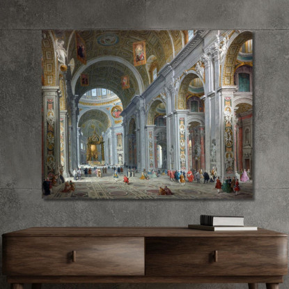 Interno Di San Pietro 4 Roma Giovanni Paolo Pannini gpp15 quadro stampato su tela