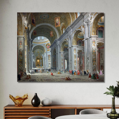 Interno Di San Pietro 4 Roma Giovanni Paolo Pannini gpp15 quadro stampato su tela