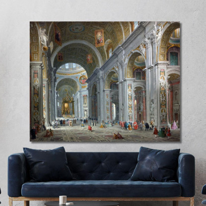 Interno Di San Pietro 4 Roma Giovanni Paolo Pannini gpp15 quadro stampato su tela