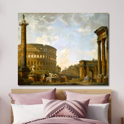 Capriccio Romano Il Colosseo E Altri Monumenti Giovanni Paolo Pannini gpp18 quadro stampato su tela