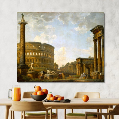 Capriccio Romano Il Colosseo E Altri Monumenti Giovanni Paolo Pannini gpp18 quadro stampato su tela