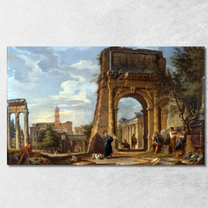 L'Arco Di Tito E Il Foro Romano Giovanni Paolo Pannini gpp22 quadro stampato su tela