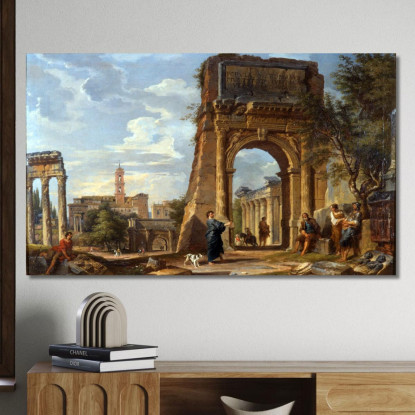 L'Arco Di Tito E Il Foro Romano Giovanni Paolo Pannini gpp22 quadro stampato su tela