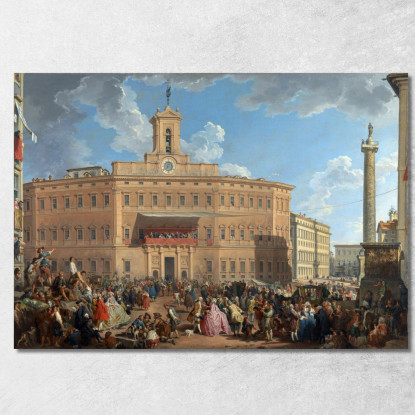 The Lottery In Piazza Di Montecitorio Giovanni Paolo Pannini gpp23 quadro stampato su tela