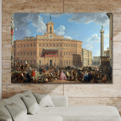 The Lottery In Piazza Di Montecitorio Giovanni Paolo Pannini gpp23 quadro stampato su tela