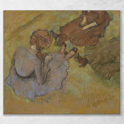 Donne Sedute Sull'Erba Edgar Degas edg173 quadro stampato su tela