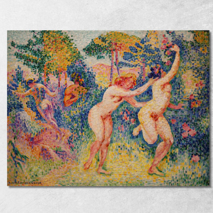 Stampa Giclée Raffigurante Due Ninfe In Corsa Henri Edmond Cross hec6 quadro stampato su tela