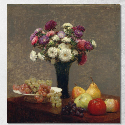 Aster E Frutta Su Un Tavolo Henri Fantin-Latou hfl1 quadro stampato su tela