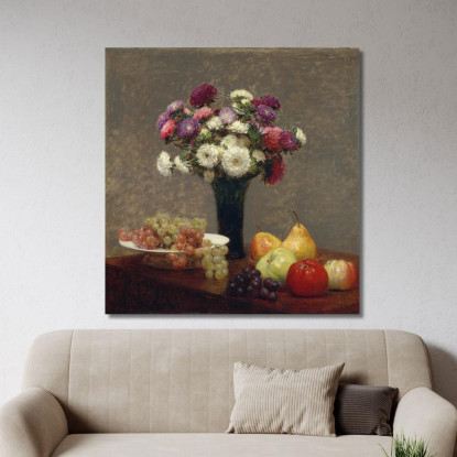 Aster E Frutta Su Un Tavolo Henri Fantin-Latou hfl1 quadro stampato su tela