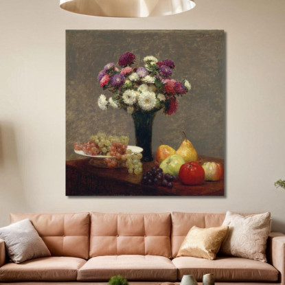 Aster E Frutta Su Un Tavolo Henri Fantin-Latou hfl1 quadro stampato su tela