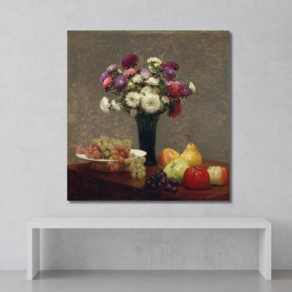 Aster E Frutta Su Un Tavolo Henri Fantin-Latou hfl1 quadro stampato su tela