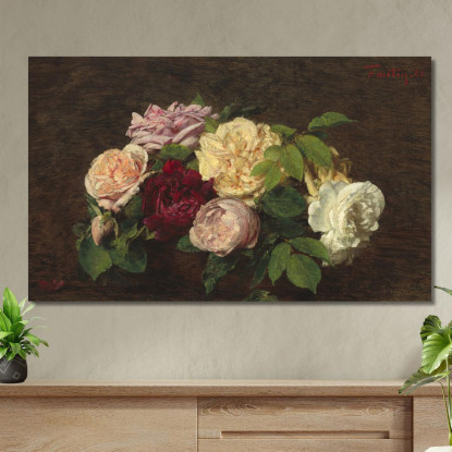 Bella Rosa Henri Fantin-Latou hfl6 quadro stampato su tela