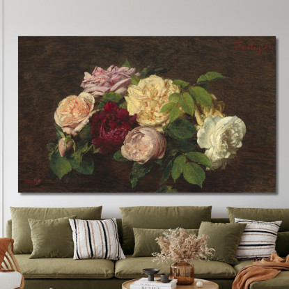 Bella Rosa Henri Fantin-Latou hfl6 quadro stampato su tela