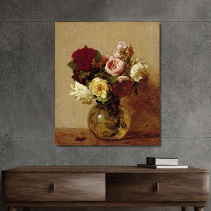 Rose Henri Fantin-Latou hfl11 quadro stampato su tela