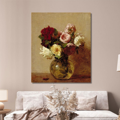 Rose Henri Fantin-Latou hfl11 quadro stampato su tela